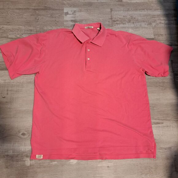 Peter Millar Mens XL Pink Double Mercerized Cotton Polo Short Sleeve Sun Valley - Picture 1 of 12